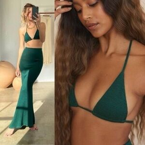 Savannah Morrow the Label Emerald Green Triangle Knit Top